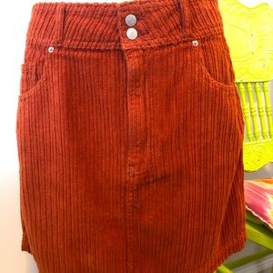 URBAN OUTFITTERS FALL BURNT ORANGE CORDUROY MINI SKIRT